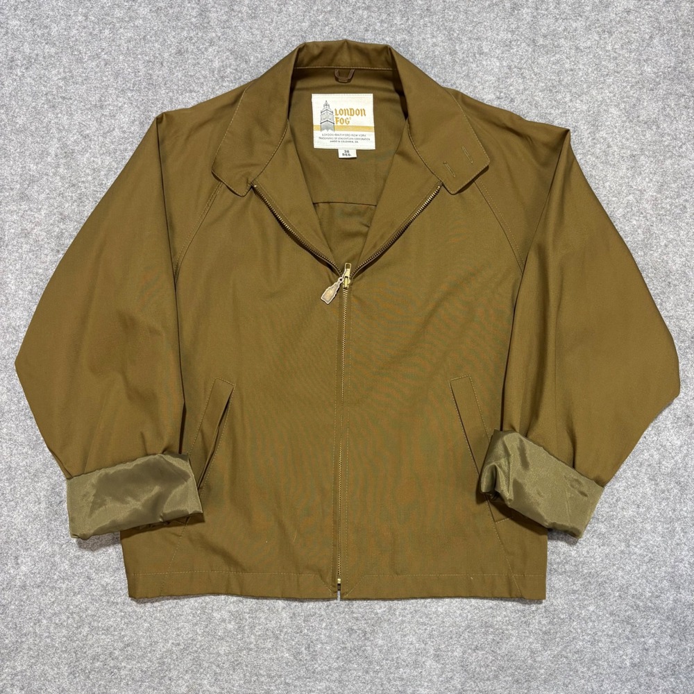London Fog Vintage Harrington Jacket Mens 38 Reg Tan Brown Full Zip Lightweight